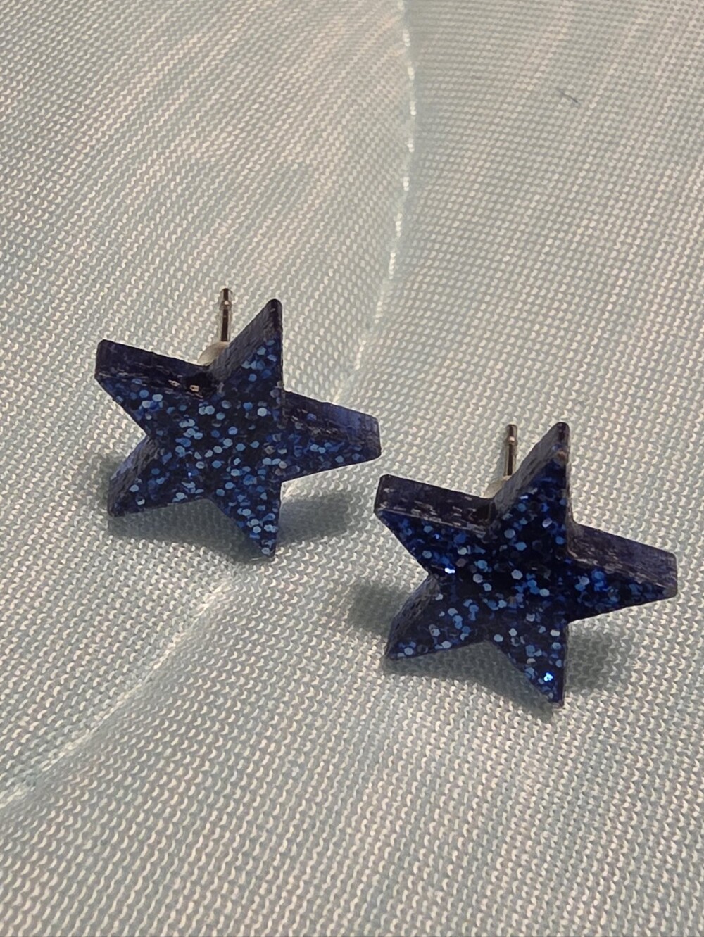 Jamielizabeth Blue Glitter Star Stud Earrings